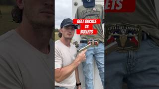 Bulletproof testing a belt buckle with different caliber bullets [upl. by Onitsirc]