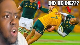 FIRST TIME WATCHING RUGBY  American Reacts To RUGBY Hardest Hits EVER [upl. by Kata197]