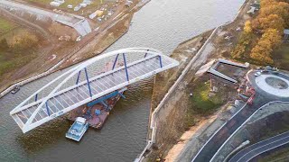 Verhoging bruggen Albertkanaal op kruissnelheid [upl. by Neumark11]