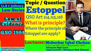 Estoppel  law of evidence  QSO lectures  llb lectures in urdu hindi judicial exam [upl. by Nyvets]