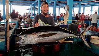 Live 24 Nov 24🔥🔪🔥 yellowfin tuna cutting skills di Pasar Ikan Jembatan Puri Kota Sorong Papua [upl. by Pancho]