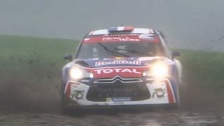 Rallye du Chablais 2013 modern and historic cars on a very slippery and tricky road won by Loeb [upl. by Alehs]