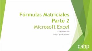 Funciones Matriciales Excel Avanzado Parte 2 [upl. by Akisej]