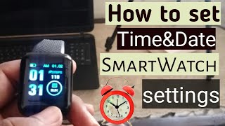 HOW TO SET THE TIME AND DATE ON SMART WATCH⏰  HOW TO CONNECT SMART WATCH WITH MOBILE [upl. by Hyatt]