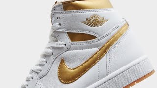 Air Jordan 1 High OG WMNS “Metallic Gold”  DETAILER LOOK AND PRICE [upl. by Apurk]