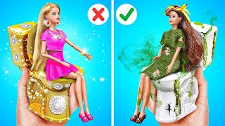 💖 EXTREME RICH VS POOR BARBIE ROOM MAKEOVER 🤩🎀 Cute Miniature Crafts amp Tiny DIY Ideas by 123 GO [upl. by Sirob]