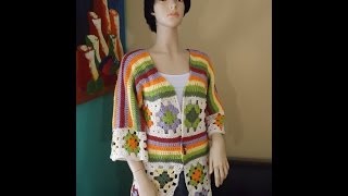 Crochet cardigan de cuadrados o granny squares parte 2  con Ruby Stedman [upl. by Cornwall]