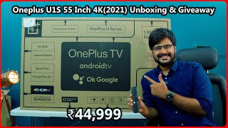 OnePlus U1S 55 Inch 4K TV 2021 Unboxing amp Giveaway  Amazing Video Quality  Initial Review [upl. by Legim36]