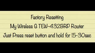 How to factory reset your wireless G trendnet router TEW432BRP Press the reset button [upl. by Luhar199]