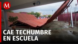 Se cae techo en kínder de Tecámac por lluvias suspenden clases [upl. by Arodnahs]