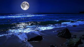 Fall Asleep On A Full Moon Night With Calming Wave Sounds  9 Hours of Deep Sleeping on Mareta Beach [upl. by Niliac]