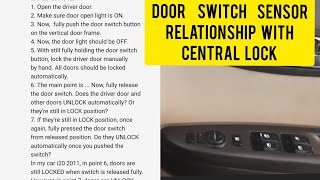 Central lock relationship with door sensor switch i20 hyundai donkeymonkeytraveller [upl. by Wolfort]