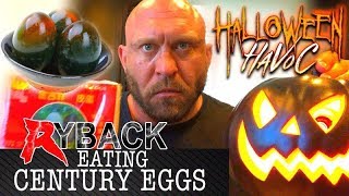 Eating 1000 Year Old Century Eggs Food Challenge Mukbang ASMR Halloween HavokRyback TV [upl. by Cleodal]