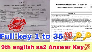 AP class 9th sa2 english question paper answers 2024💯9th class english Sa2 real paper 2024 solution [upl. by Gwen]