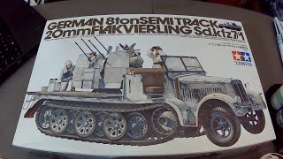 Tamiya 135 German Sdkfz 71 8ton Semitrack and 20mm Flakvierling Unboxing Review and Rating [upl. by Draillih]