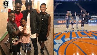 Boyz II Men Wanya Morris Sons Rehearse Anthem Before Knick Game [upl. by Rees534]