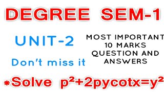 Solve p²2pycotxy²DEGREE MATHSSEM 01DIFFERENTIONAL EQUATIONSNanajiGonnabathula [upl. by Airrej119]