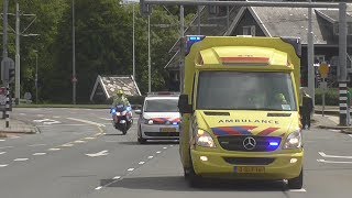 Spoedtransport VerkeersPolitie begeleidt ambulance 18185 naar het Erasmus MC [upl. by Farr]