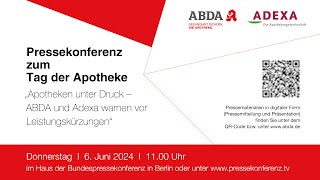 Pressekonferenz ABDA – Bundesvereinigung Deutscher Apothekerverbände e V  zum Tag der Apotheke [upl. by Haimirej594]