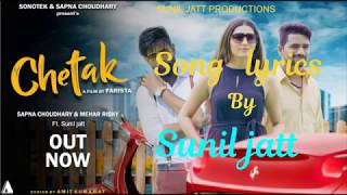 Chetak song lyrics  Sapna choudhary and Mehar risky by sunil jatt [upl. by Arza]