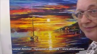 Leonid Afremov painting a seascape painting [upl. by Adiehsar]