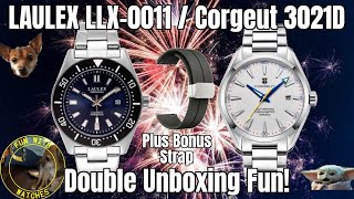 LAULEX LLX0011  Corgeut 3021D Watch Double Unboxing Fun [upl. by Ehr]