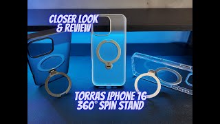 Closer Look at Iphone 16 Pro Max TORRAS Upgraded 360° Spin Magnetic Stand Case [upl. by Atnuahsal]