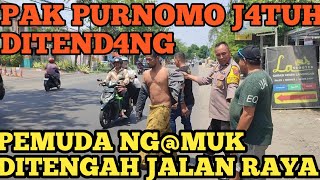 PAK PURNOMO KUALAHAN DITENDANG TERJATUH BAPAK OD9J NGAMUK DITENGAH JALAN RAYA LAMONGAN [upl. by Lasyrc]