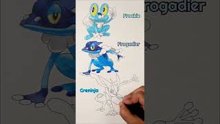 drawing Pokemon Greninja Evolution Stages sketch shorts [upl. by Stroup]