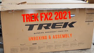 TREK FX 2 Disc 2021 Radioactive Red  Unboxing First Impressions and Assembly  Hybrid Bike [upl. by Sheedy615]