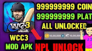 WCC3 LATEST VERSION MOD APK  MY CAREER MODE UNLOCK 😍  NPL AUCTION UNLOCK wcc3 rc22 modapk [upl. by Nnyleitak]