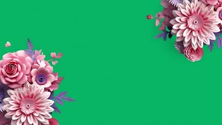 Pink corner flower design green screen background video [upl. by Mignonne]