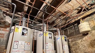 Triple Water Heater Swap Carbon Monoxide Risk Multi Family Dwelling Gets Their Hot Water Returned [upl. by Gabriella]