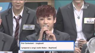 방탄소년단 Jungkook singing Boyfriend  Justin Bieber [upl. by Alleber]