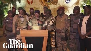 Gabonese military officers declare coup on national TV [upl. by Ahsya]