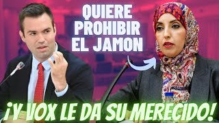 Diputada MUSULMANA quiere PROHIBIR COMER CERDO en los COLEGIOS de CEUTA 🔥¡Y VOX LE DA SU MERECIDO🔥 [upl. by Ahsinid]