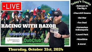 LIVE Horse Racing Handicapping Del Mar Churchill Belmont at The Big A Indy and more Thu Oct 31st [upl. by Atirys]