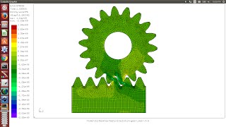 CalculiX Launcher 3beta  Rack And Pinion FEA [upl. by Ahsiekim]