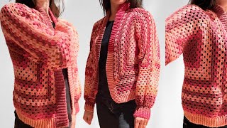 Veste hexagonale granny au crochet [upl. by Hubie]