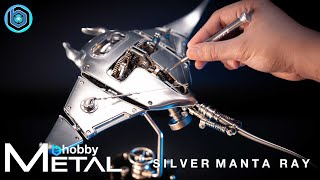 Steampunk Silver Manta Ray Mechanical 3D Metal  Speed Build  Metal Kit [upl. by Nytsyrk497]