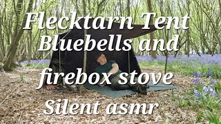 FLECKTARN TENT  BLUEBELLS  FIREBOX STOVE  SILENT ASMR  GERMAN FLECKTARN PUP TENT [upl. by Aitekram]