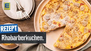 Rhabarberkuchen mit Pudding und Streuseln  Springform Kuchen Rezept [upl. by Harriot786]