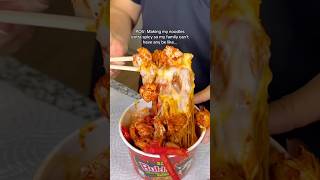 Making my noodles extra spicy so my family can’t have any… ￼shorts viral mukbang [upl. by Sammie]