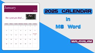 Customised 2025 Calendar in MS Word  Malayalam Tutorial [upl. by Anilet]