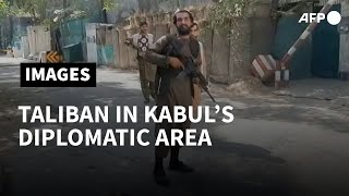 Images of Taliban fighters in Kabuls diplomatic Green Zone quarter  AFP [upl. by Otreblig402]