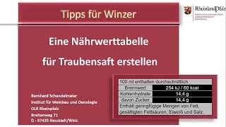 5 Tipps für Winzer  Eine Nährwerttabelle für Traubensaft erstellen [upl. by Yarased261]