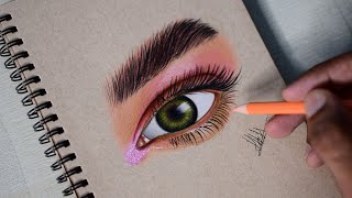 Realistic Eye Drawing Tutorial with 200 Rupees Camlin Color Pencils [upl. by Reivilo139]