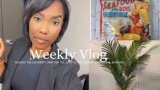 NEW HAIRCUT Baecation Trip Canceled Trying Aldis viral seafood bag and more [upl. by Trinetta790]