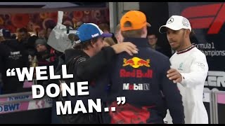 Hamilton Alonso and Norris congratulate Verstappen after winning his second World Championship [upl. by Oivalf13]