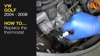 How to Replace the thermostat on a Volkswagen Golf 2004 to 2008 [upl. by Nelyahs]